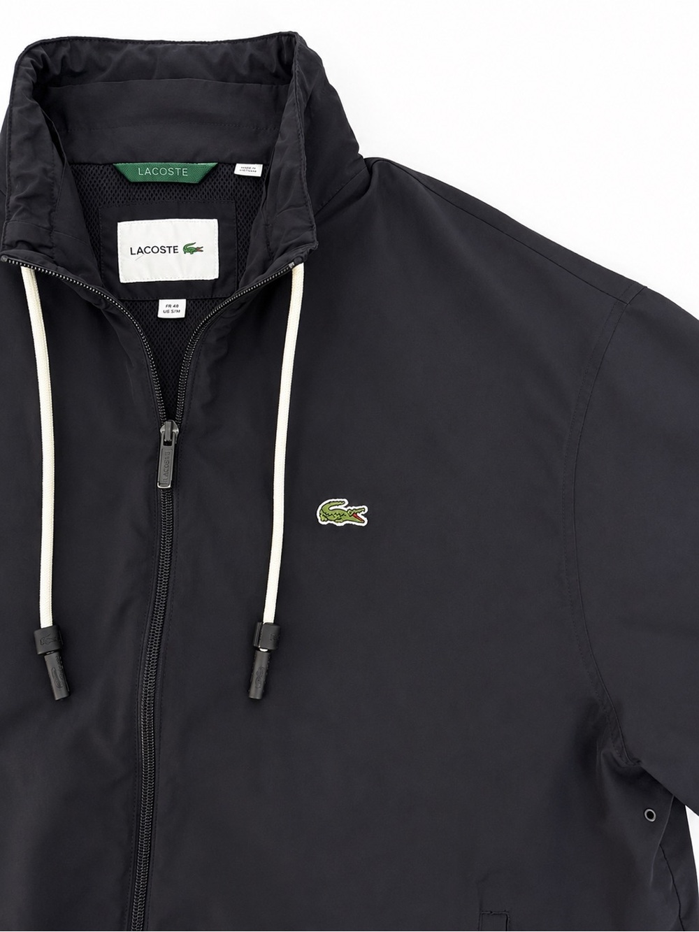 Lacoste Black Lined Full Zip Lightweight Jacket Detachable Hood Men’s Medium - Picture 3 of 11